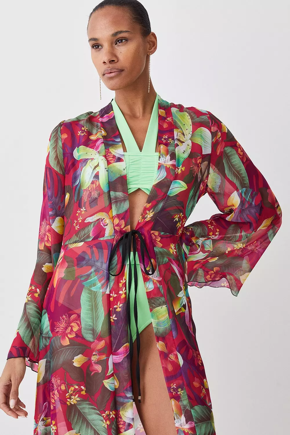 Tropical discount kimono dress